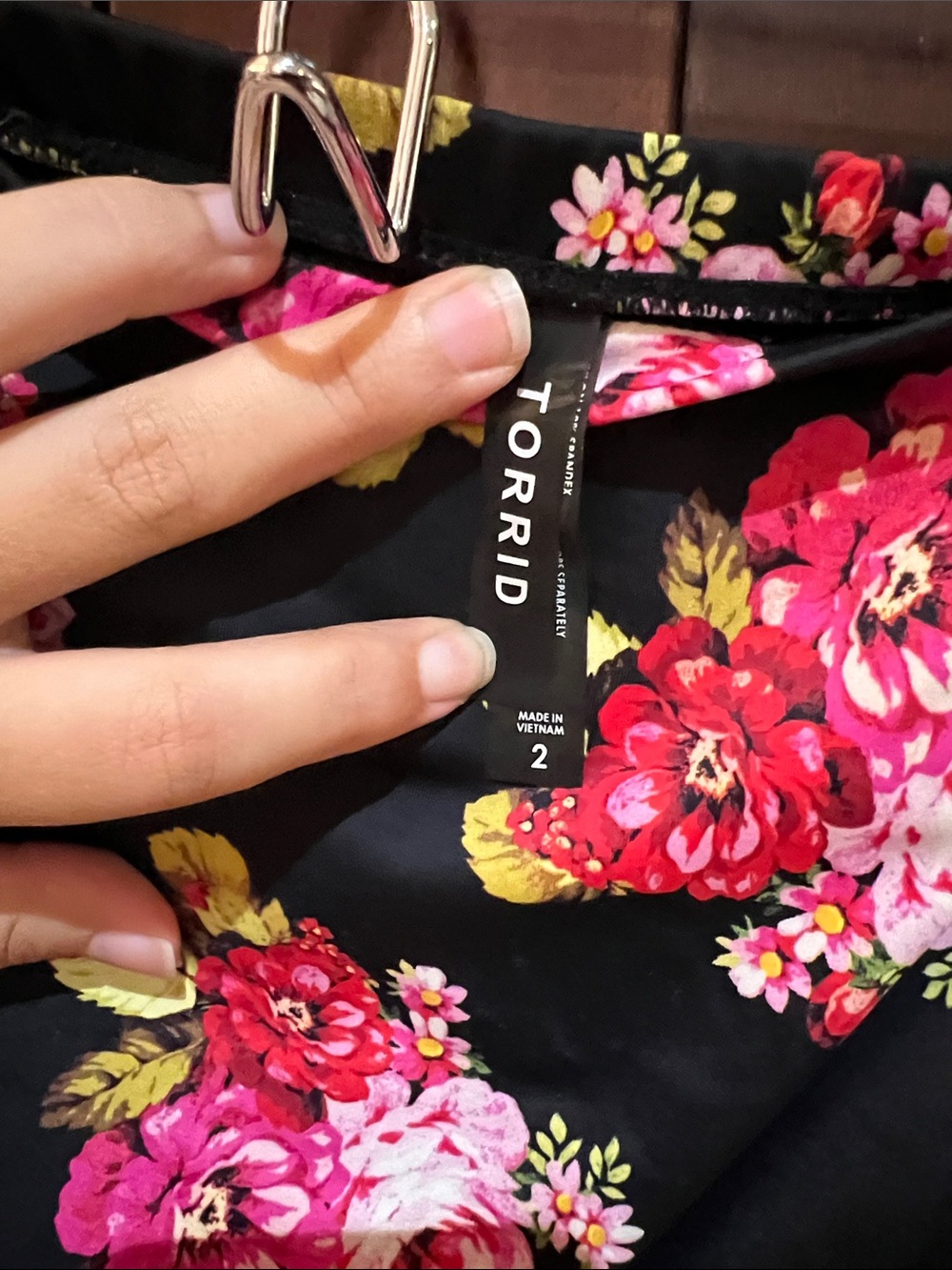 torrid Black Floral Underwire Bikini Top with Pink Accents - Picture 6 of 7